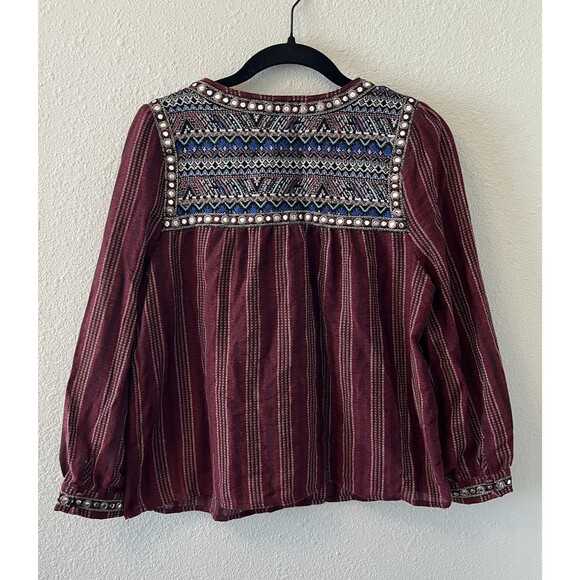 Lulumari Womens Peasant Top Small Embroidered Jeweled Boho Hippie Fairy Festival - Picture 12 of 16